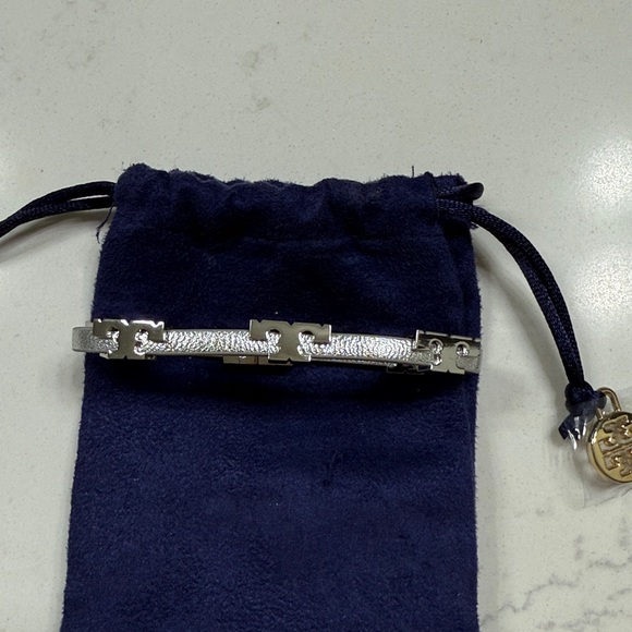 Tory Burch Jewelry - Tory Burch Silver Leather Bracelet with Bag NEW